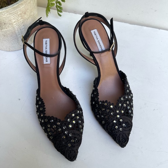 TABITHA SIMMONS Woven Sen Floret Lace Evening heel Black Jewel Pumps 36 - Picture 14 of 15